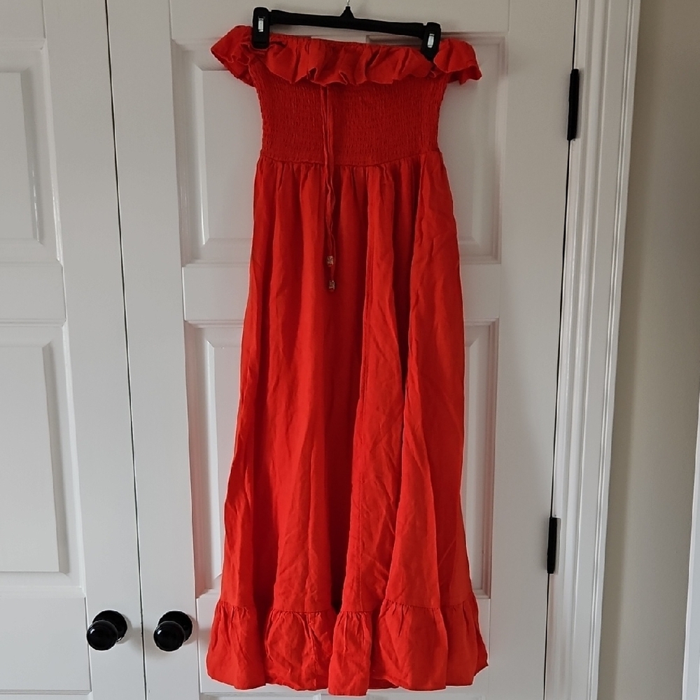 FreE People Red Strapless Maxi Dress